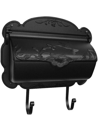 Hummingbird Design Cast-Aluminum Horizontal Mailbox in Matte Black.